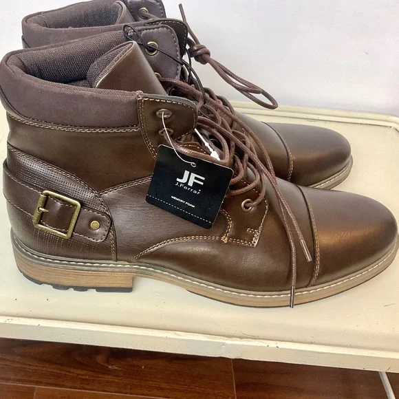 JF J. Ferrar Riverside Brown Comfort Moto Combat Ankle Lace-Up Boot Men's sz 13M - Picture 12 of 13